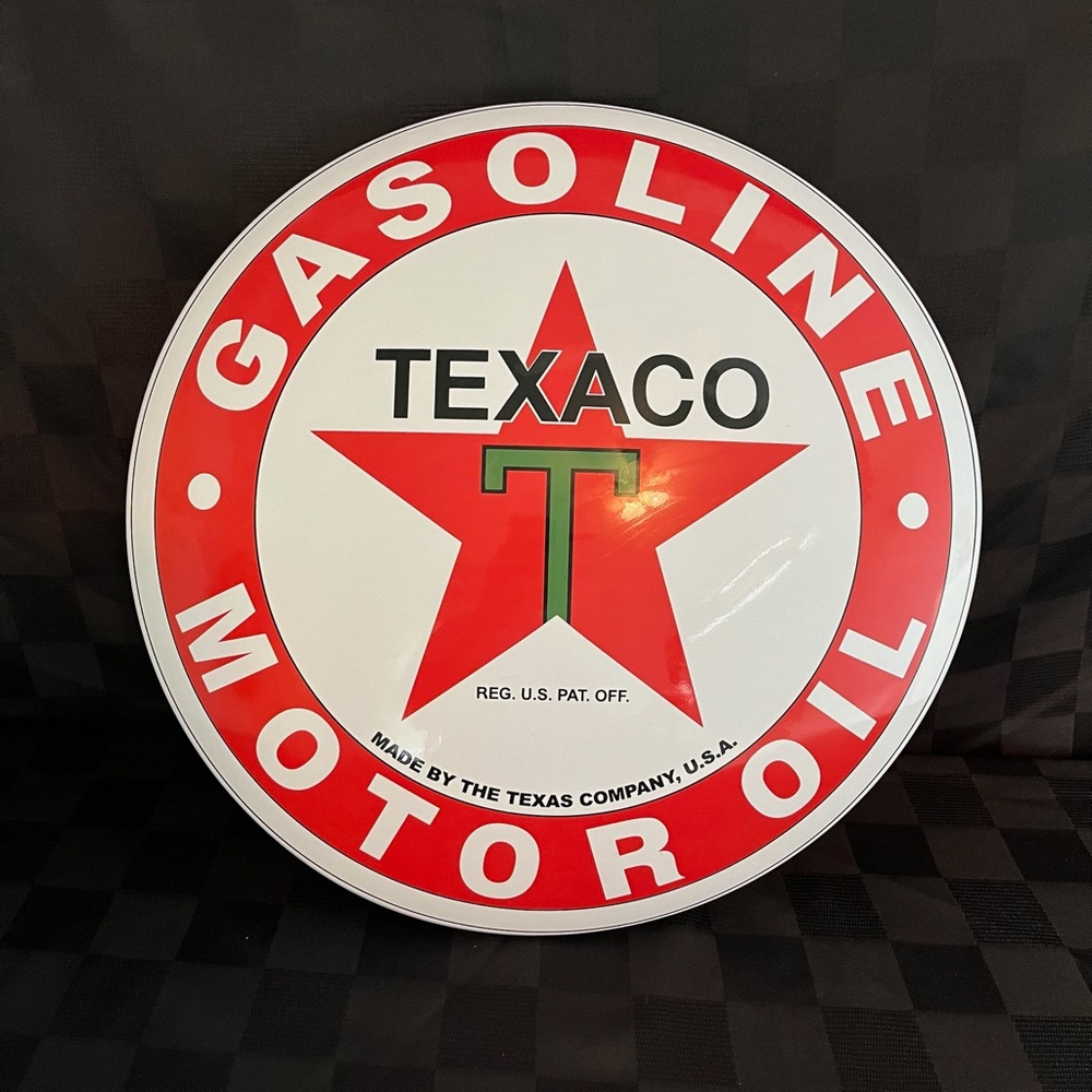 Texaco Star Motor Oil Gas Logo Red 12" Metal Tin Sign Vintage Garage Station